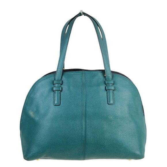 Vera Bradley GREEN BLACK REAL LEATHER ZIP AROUND SHOULDER BAG HANDBAG TOTE PURSE - Picture 5 of 16